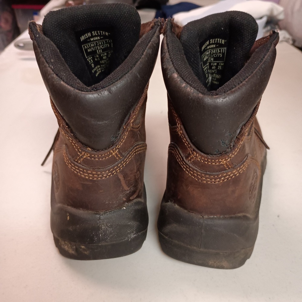 Red Wing Shoes Irish Setter Mens Work Boots Brown Leather Lace Up Size 7.5 EH - Picture 8 of 15